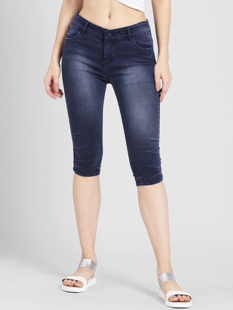 

Devis Women Blue Solid Skinny Fit Denim Capris