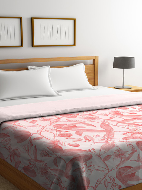 

SPACES Coral Pink Floral Mild Winter 150 GSM Double Bed Comforter