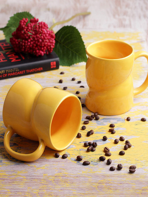 

VarEesha Yellow 2-Pieces Solid Ceramic Cup Set