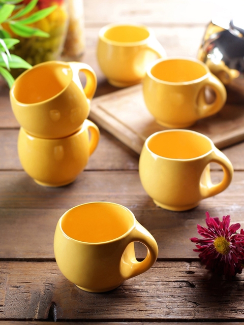 

VarEesha Yellow Set of 6 Yellow Round Cups