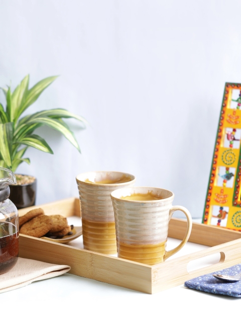 

VarEesha Mustard & Off-White 2-Pieces Golden Mustard Milk Mugs