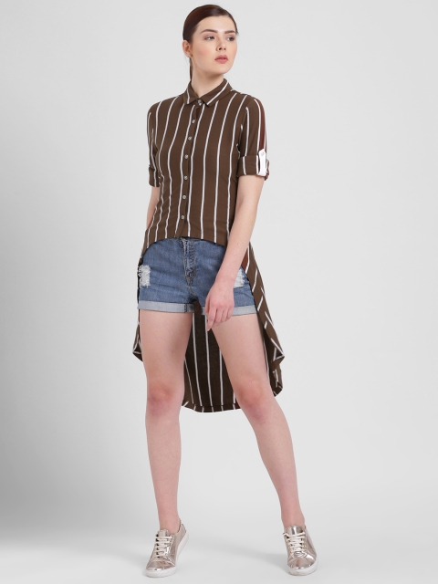 

Texco Women Brown & White Slim Fit Striped Casual Shirt
