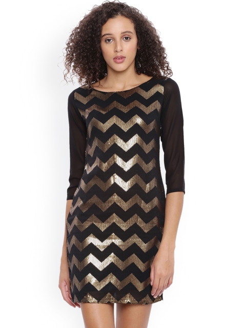 

Arrow Woman Women Gold-Toned & Black Printed Sheath Dress