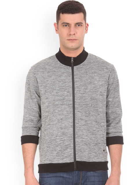 

Arrow New York Men Grey Melange Solid Open Front Jacket