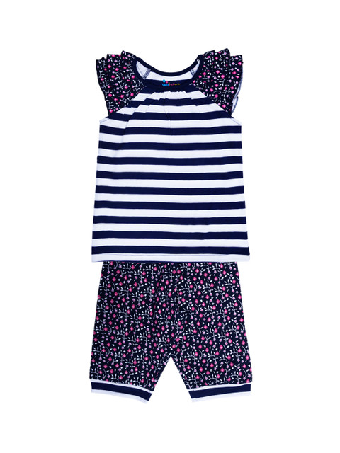 

ventra Girls Off-White & Purple Striped Night Suit VNT-5001338-56