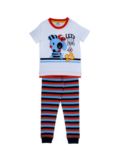 

ventra Boys White & Black Printed Night Suit VNT-5001331-12