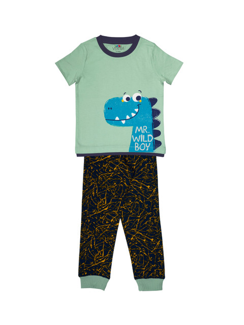 

ventra Boys Green & Navy Blue Printed Night Suit VNT-5001335-56