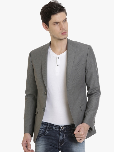 

SUITLTD Men Grey Solid Slim Fit Single Breasted Casual Blazer