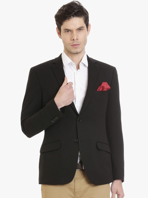 

SUITLTD Men Black Solid Slim Fit Single Breasted Formal Blazer