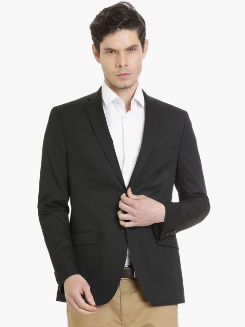 

SUITLTD Men Black Solid Slim Fit Single Breasted Formal Blazer