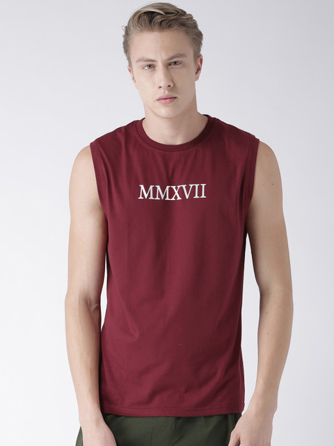 

GRIFFEL Men Maroon Printed Round Neck T-shirt