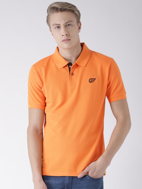 

GRIFFEL Men Orange Solid Polo Collar T-shirt