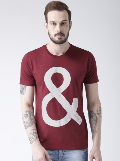 

GRIFFEL Men Maroon Printed Round Neck T-shirt