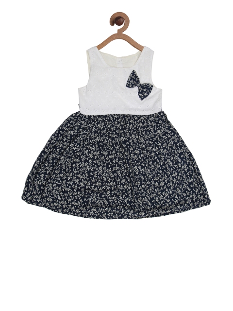 

CHUTPUT Girls Black & White Printed Fit and Flare Dress