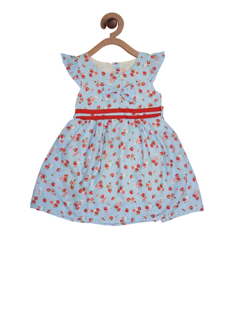 

CHUTPUT Girls Blue Printed Fit and Flare Dress