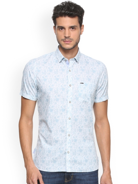 

Peter England Casuals Men White & Blue Slim Fit Printed Casual Shirt