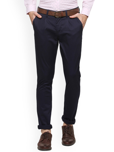 

Van Heusen Sport Men Navy Blue Slim Fit Solid Regular Trousers