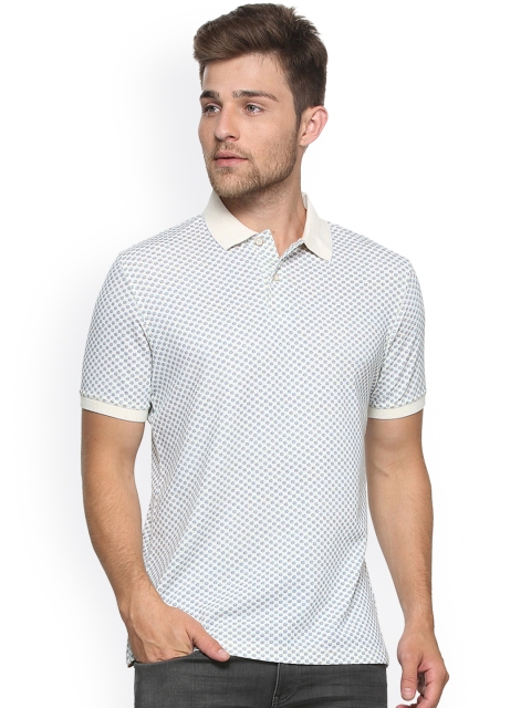 

Peter England Men White Printed Polo Collar T-shirt
