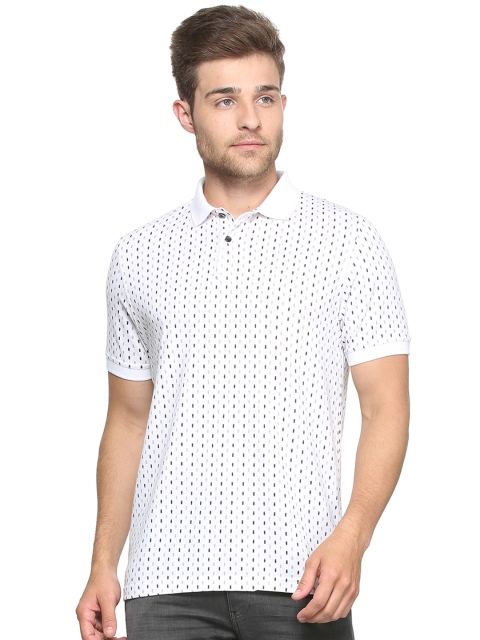 

Peter England Men White Printed Polo Collar T-shirt