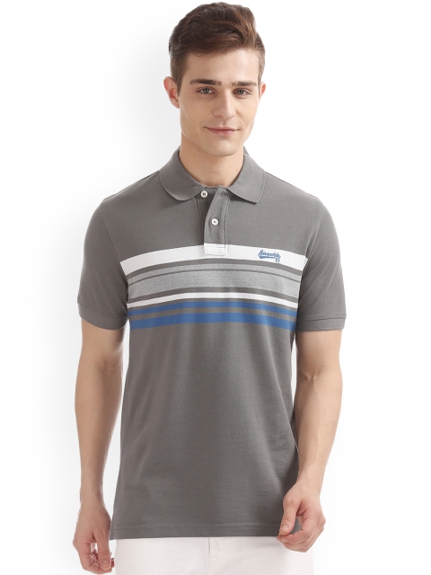 

Aeropostale Men Grey Colourblocked Polo Collar T-shirt