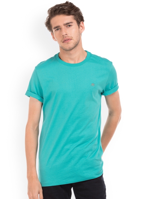 

Aeropostale Men Green Solid Round Neck T-shirt