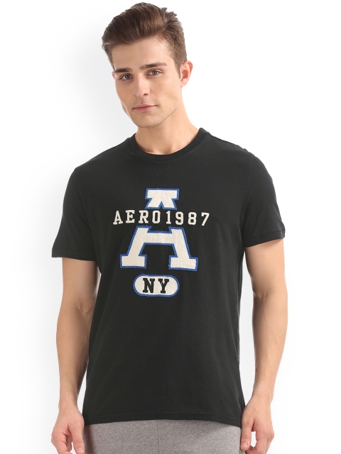 

Aeropostale Men Black Printed Round Neck T-shirt