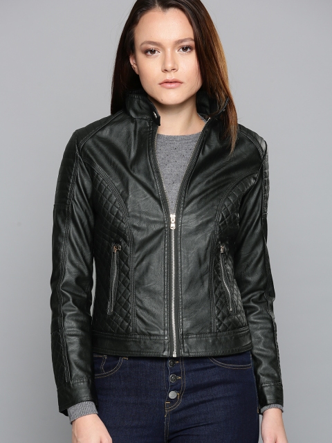 

Chemistry Women Black Solid Biker Jacket