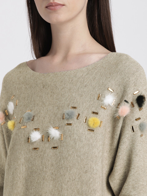 

Chemistry Women Beige Embellished Sweater