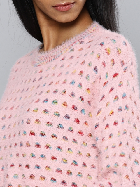 

Chemistry Women Pink Self Design Pullover