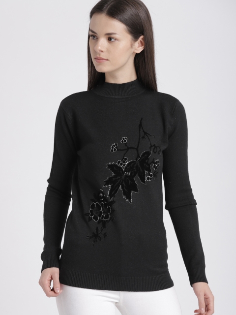 

Chemistry Women Black Self Design Pullover