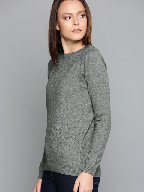 

Chemistry Women Grey Embellished Sweater