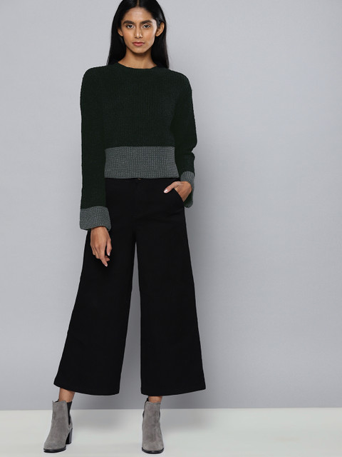

Chemistry Women Black & Grey Colourblocked Pullover