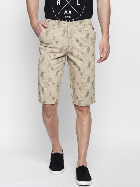 

AVOQ Men Beige Printed Regular Fit Regular Shorts