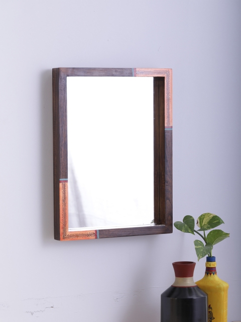 

VarEesha Brown Sheesham Wood Warli Mirror