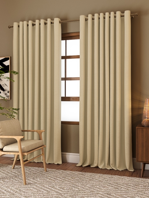 

Curtain Label Cotton Classic Curtain- Ivory 7 feet Eyelet curtain without Lining, Off white