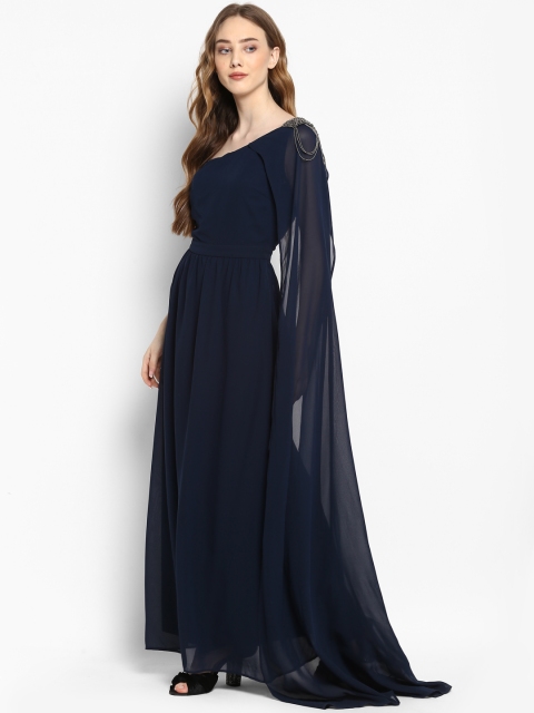 

Kazo Women Blue Solid Maxi Dress, Navy blue