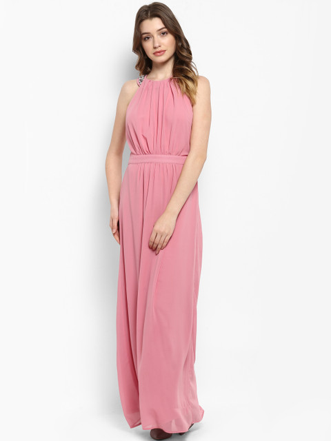 

Kazo Women Pink Solid Maxi Dress