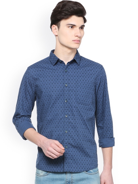 

People Men Blue Regular Fit Printed Casual Shirt
