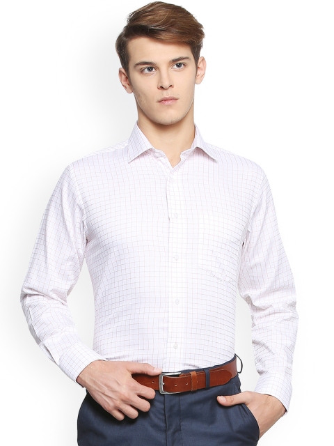 

Van Heusen Men White & Pink Checked Formal Shirt