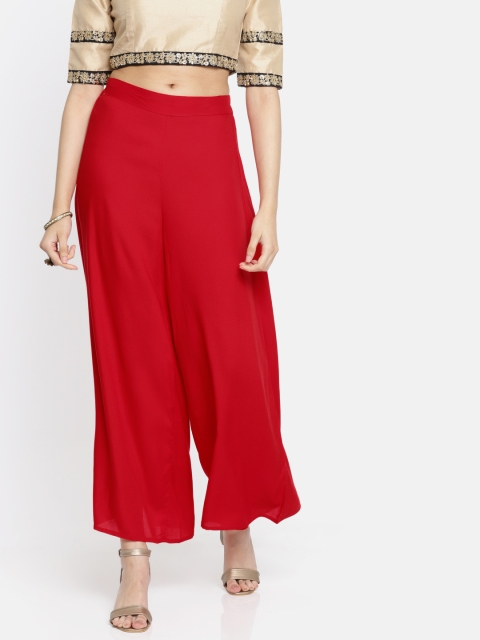 

Melange by Lifestyle Women Red Wide Leg Solid Palazzos
