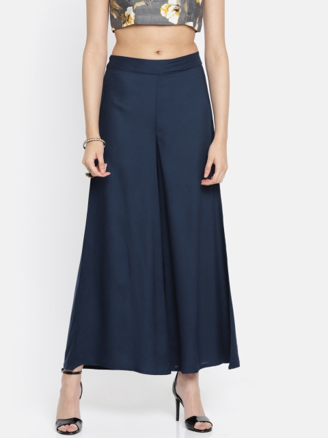 

Melange by Lifestyle Women Navy Blue Wide Leg Solid Palazzos