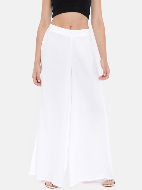 

Melange by Lifestyle Women Off-White Wide Leg Solid Palazzos