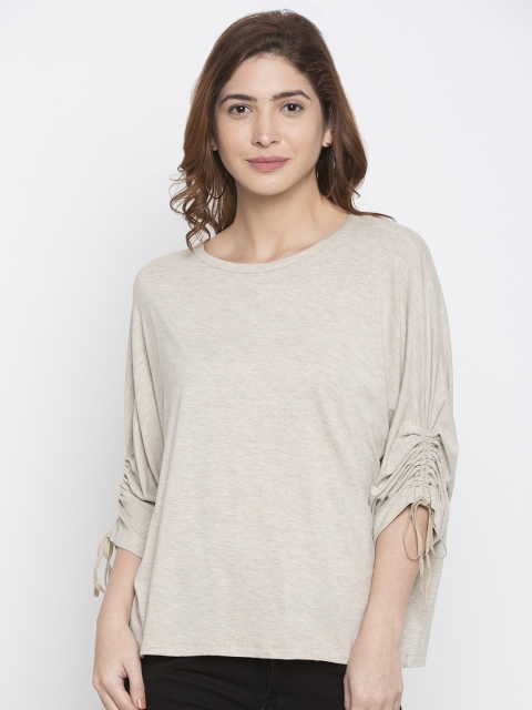

Globus Women Beige Solid Boxy Top