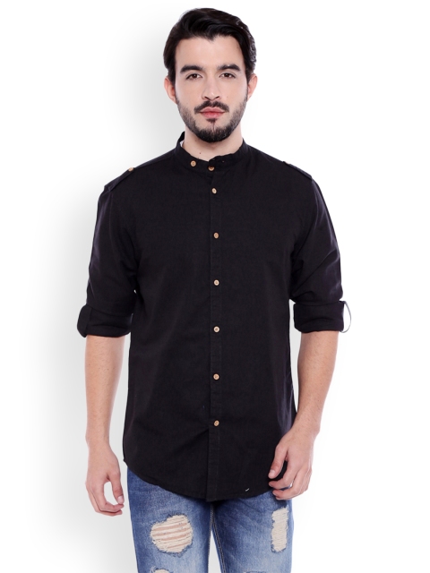 

Dennis Lingo Men Black Slim Fit Solid Casual Shirt