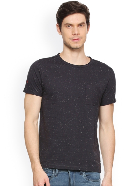 

Solly Jeans Co. Men Black Self Design Round Neck T-shirt