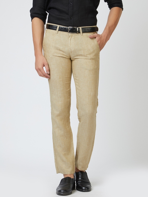 

Easies Men Beige Comfort Slim Fit Solid Regular Trousers