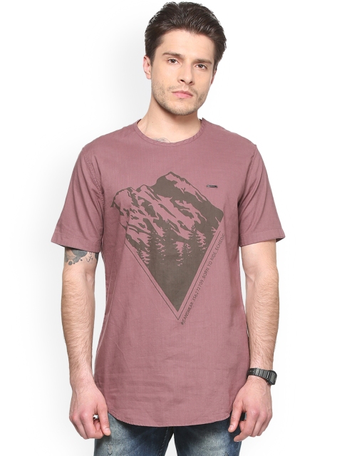 

Peter England Men Mauve Printed Round Neck T-shirt
