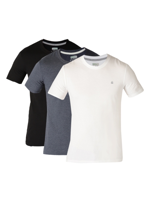 

United Colors of Benetton Men Pack of Three Solid Round Neck T-shirt, Navy blue