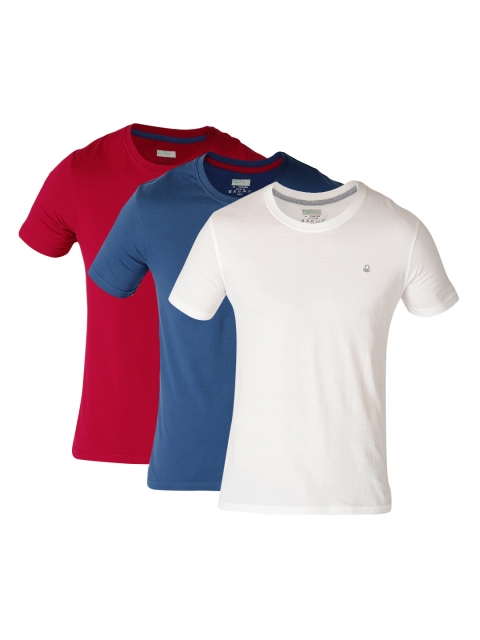 

United Colors of Benetton Men Pack of Three Solid Round Neck T-shirt, Maroon