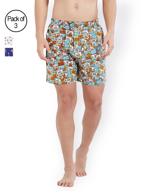 

XYXX Men Super Combed Cotton Printed Pack of 3 Remix Boxer XYBOX3PCKN26, White